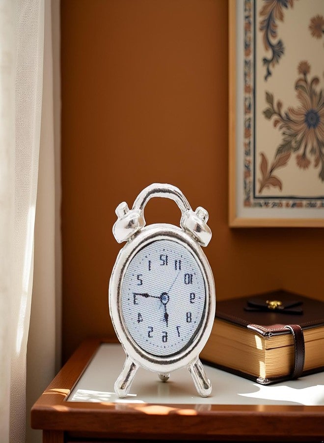 aoukoslt 1/12 Scale Miniature Alarm Clock - Silver Tiny Dollhouse Decor for Realistic Model Displays, Diorama Props and Mini Collectible Room Accessories (0.4x0.6 Inch) - Image 5